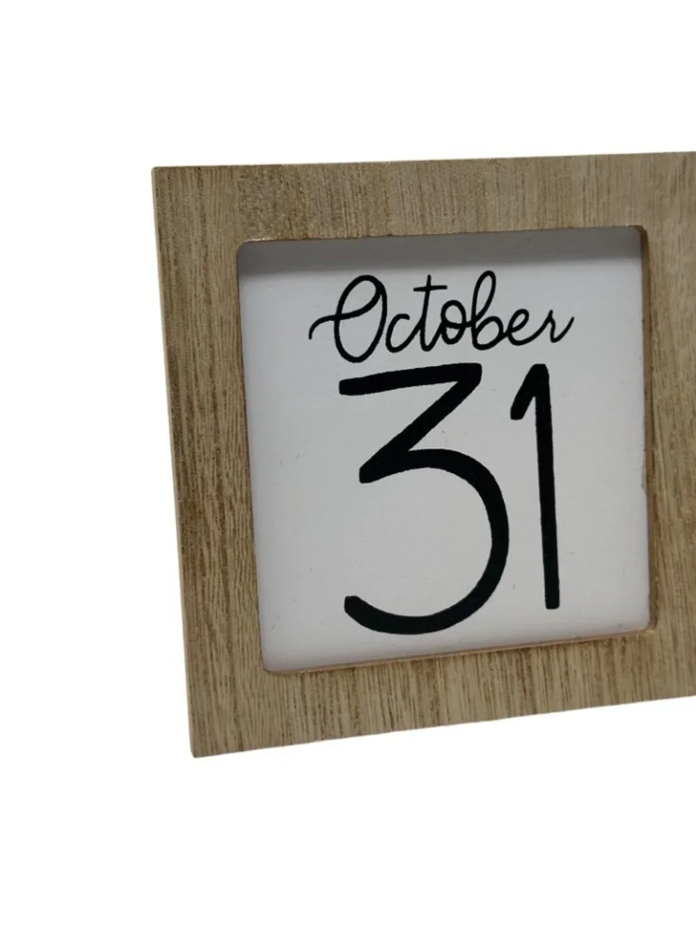 Halloween Mini Hanging October 31 Sign Wooden Frame Accent Rustic Black White